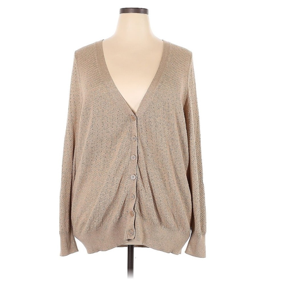 Lane Bryant 22/24 Tan Gold Metallic Cardigan